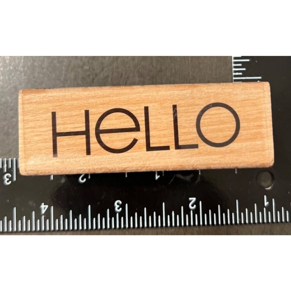 Wood Mounted Rubber Stamp Hello by Sara Coyle for Hampton Art